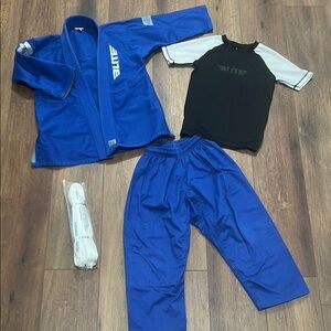 Elite Blue Jiu-Jitsu Gi Set with Rash Guard - good used condition